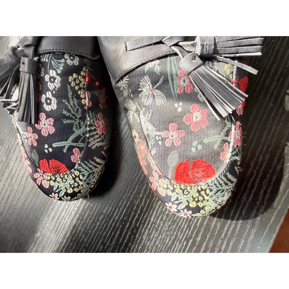 Sam Edelman Floral Embroidered Mule Loafers Tassel Slip On Men’s Size 11 Black - Picture 6 of 8